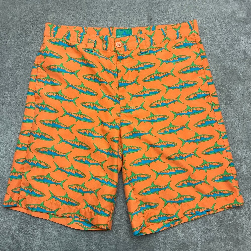 Liquid Flow Orange Shorts with Fish Print Size: 34"W